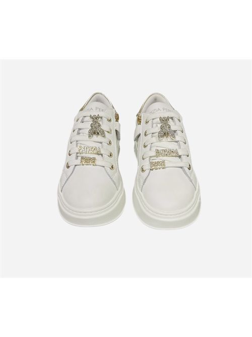 Sneakers con logo oro PATRIZIA PEPE | PJ302BIANCO PLATINO